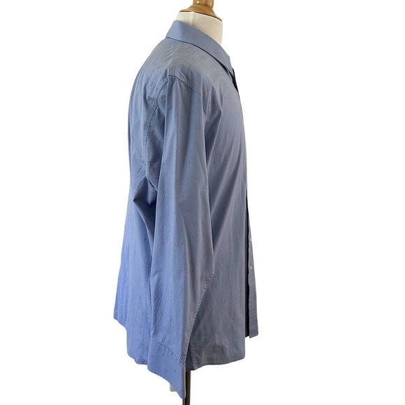 Thomas Pink Men’s Slim Fit Long Sleeves Shirt Blue & Pink Size 17.5 US XL - Picture 4 of 10